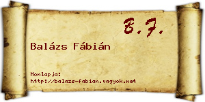Balázs Fábián névjegykártya