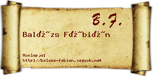 Balázs Fábián névjegykártya